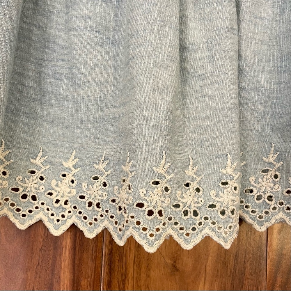 Denim & Supply Ralph Lauren Chambray Mini Skater Skirt Embroidered Blue NWT. - Picture 5 of 13